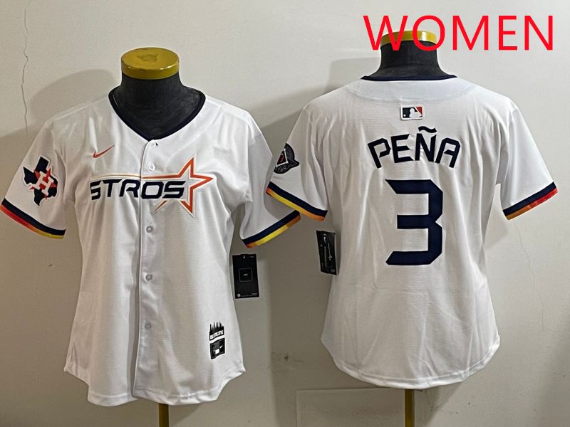 Women Houston Astros #3 Pena White three generations Joint Name Nike 2025 MLB Jersey style 8